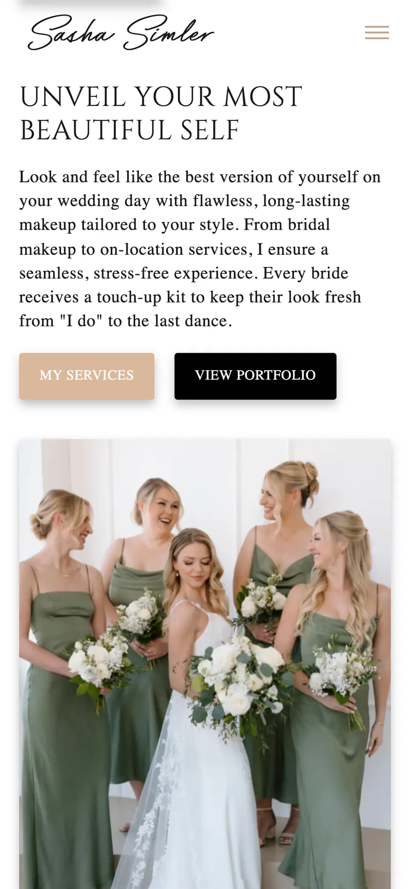 Sasha Simler Website - Mobile Intro Section