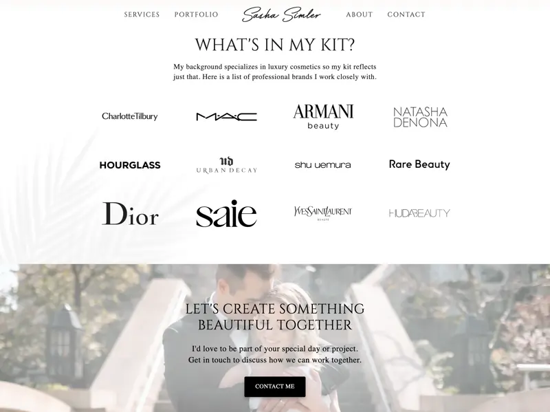 Sasha Simler: Makeup Artistry Website visual highlight